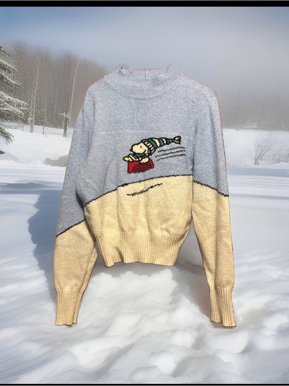 American Eagle Outfitters Knit Sweater with Snoopy Sledding size~ medium